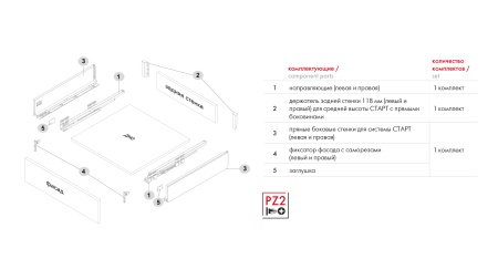 Комплект ящика СТАРТ SOFT 116*500 с прямыми боковинами, белый фото в интернет-магазине МКФ