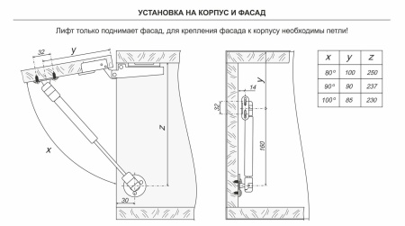 Газовый лифт  80N открытие вверх серый фото в интернет-магазине МКФ