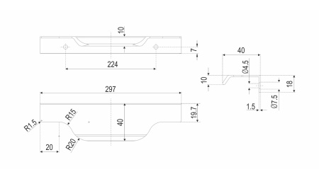 Ручка торцевая TERA  300  матовый черный фото в интернет-магазине МКФ