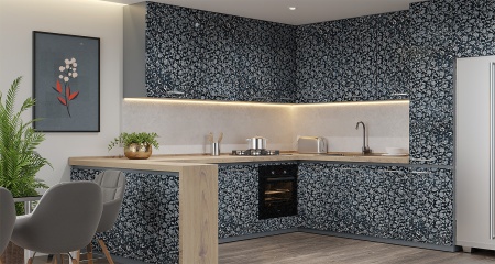 Черные Цветы Глянец EVOGLOSS Р207/629 МДФ Kastamonu 2800*1220*18* фото в интернет-магазине МКФ