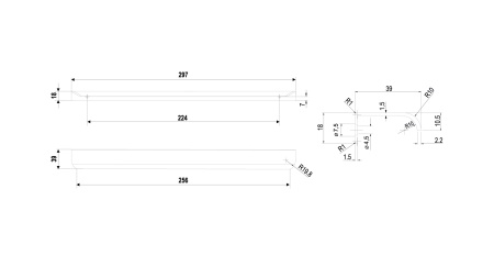 Ручка торцевая MONTE 300, матовый черный  фото в интернет-магазине МКФ