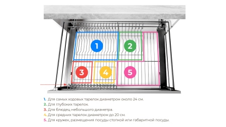 Корзина-сушка МИРА 600мм, направ.скрыт.монтажа с доводчиком фото в интернет-магазине МКФ