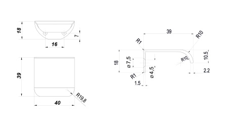 Ручка торцевая MONTE   16, сатиновый хром фото в интернет-магазине МКФ