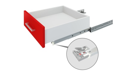 Направляющие шариковые B-slide 350 скрыт.монтажа, с доводчиком(вывод) фото в интернет-магазине МКФ