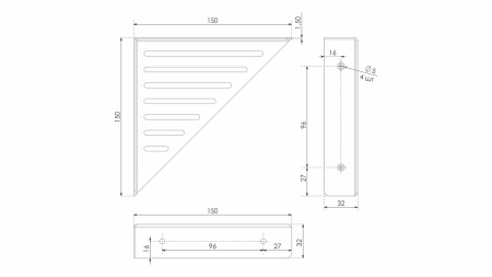 Полкодержатель для ЛДСП нерегулируемый белый фото в интернет-магазине МКФ