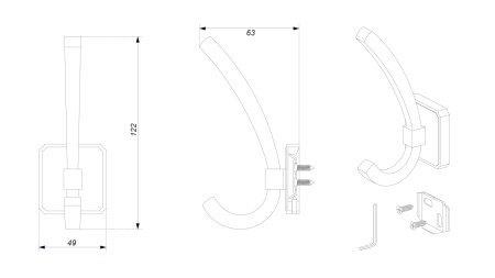 Крючок мебельный HENRY, атлас. сатиновый никель фото в интернет-магазине МКФ