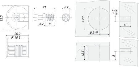 Эксцентрик 6,3х11 в пластиковом корпусе цвет бежевый и дюбель(вывод) фото в интернет-магазине МКФ