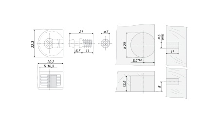 Эксцентрик 6,3х11 в пластиковом корпусе цвет коричневый и дюбель(вывод) фото в интернет-магазине МКФ