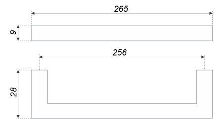Ручка скоба QUADRA 256, мат. брашир. сатин. золото фото в интернет-магазине МКФ